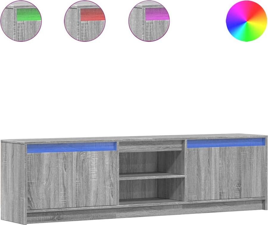 VidaXL Tv-meubel met LED 180x34x50 cm bewerkt hout grijs sonoma eiken