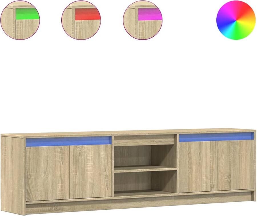 VidaXL Tv-meubel met LED 180x34x50 cm bewerkt hout sonoma eikenkleurig