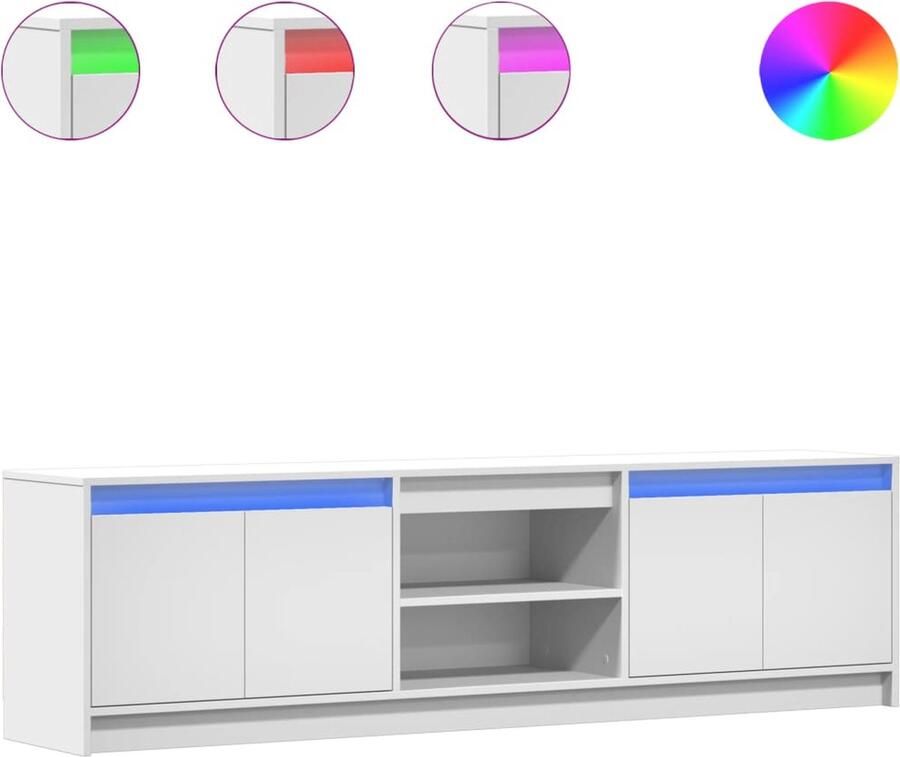 VidaXL Tv-meubel met LED 180x34x50 cm bewerkt hout wit