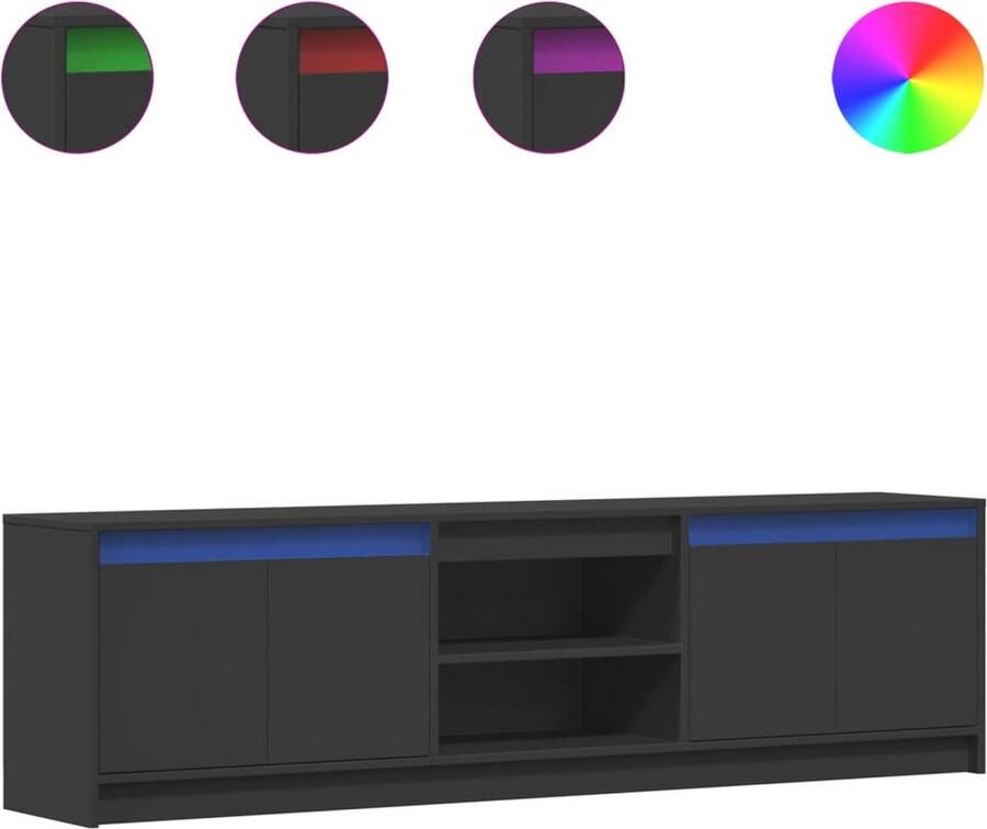 VidaXL Tv-meubel met LED 180x34x50 cm bewerkt hout zwart