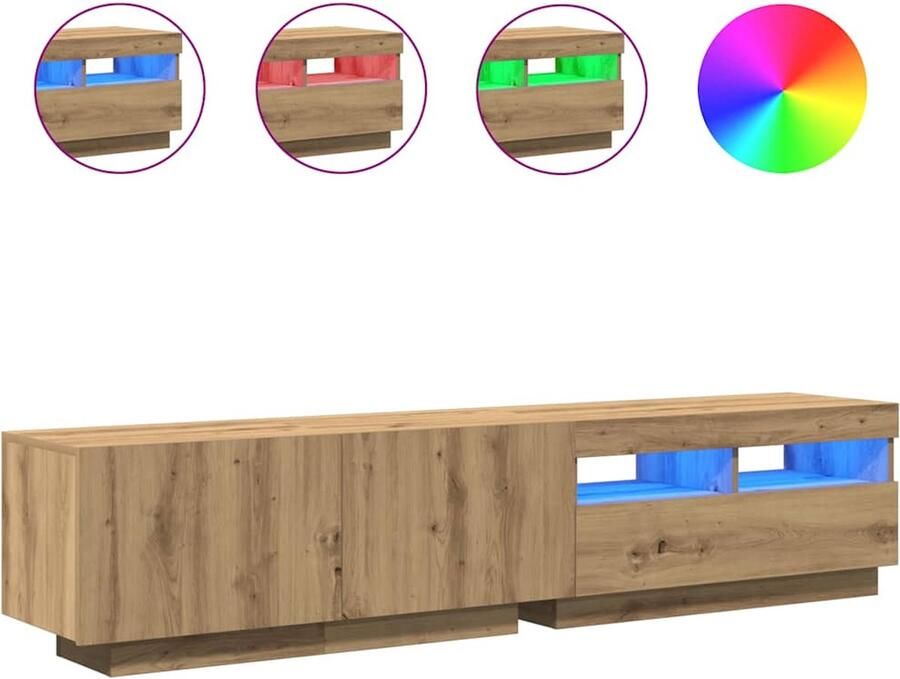 VidaXL Tv-meubel met LED 180x35x40 cm bewerkt hout artisanaal eiken