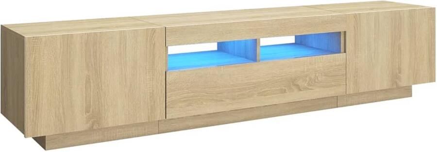VidaXL Tv-meubel met LED 180x35x40 cm eiken Tv-meubel Houten Tv-meubel Led Tv-meubel Sonoma Eiken Meubilair Salontafel - Foto 2