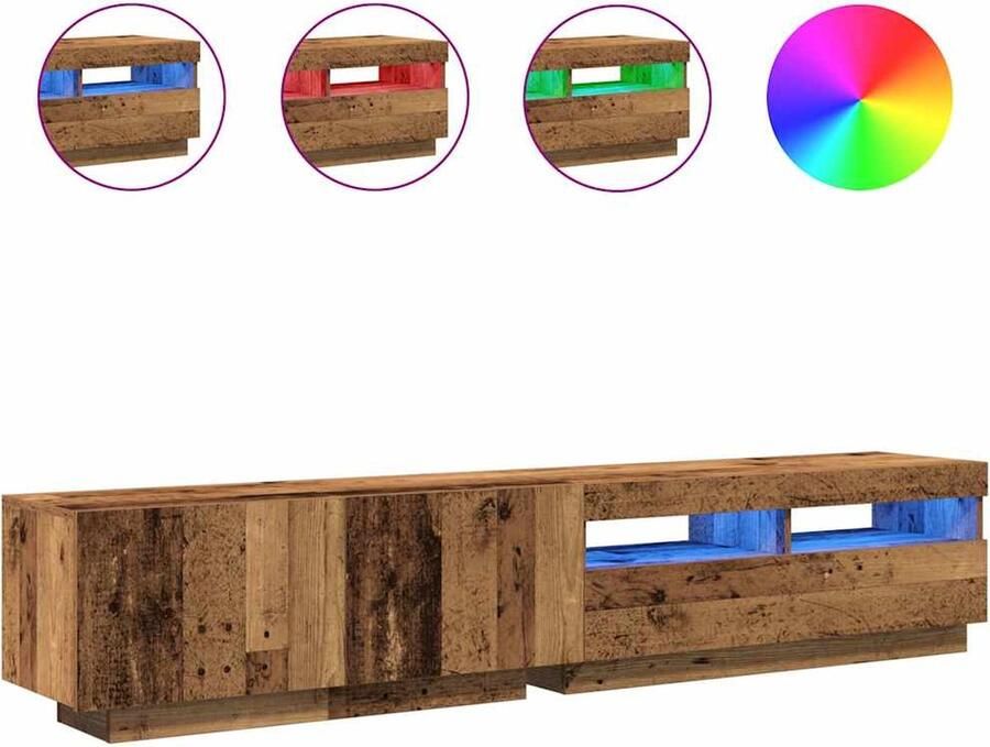VidaXL Tv-meubel met LED 200x35x40 cm Oud Hout Tv-kast Tv-kasten Tv-standaard Tv-meubel