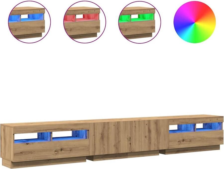 VidaXL Tv-meubel met LED 260x35x40 cm bewerkt hout artisanaal eiken
