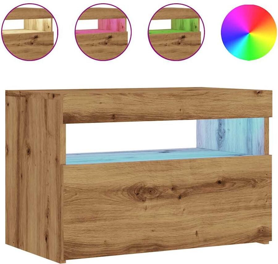 VidaXL Tv-meubel met LED 60x35x40 cm bewerkt hout artisanaal eiken