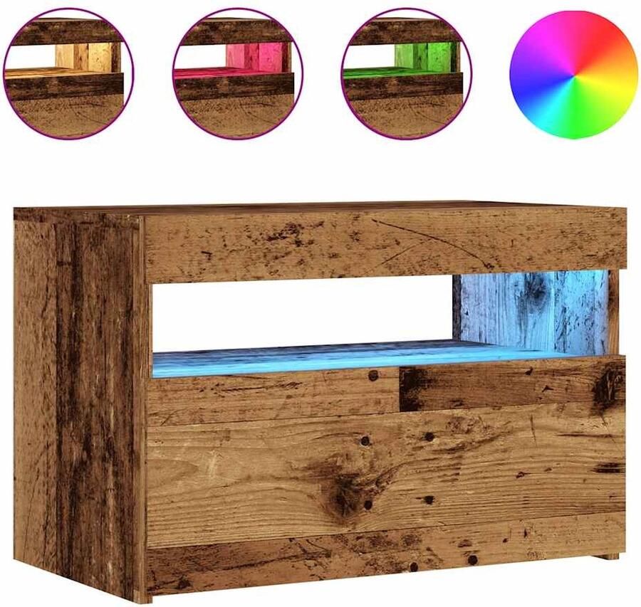 VidaXL Tv-meubel LED 60x35x40 cm Bewerkt hout Tv-meubel Tv-kasten -Tv-standaard Hifi-kast