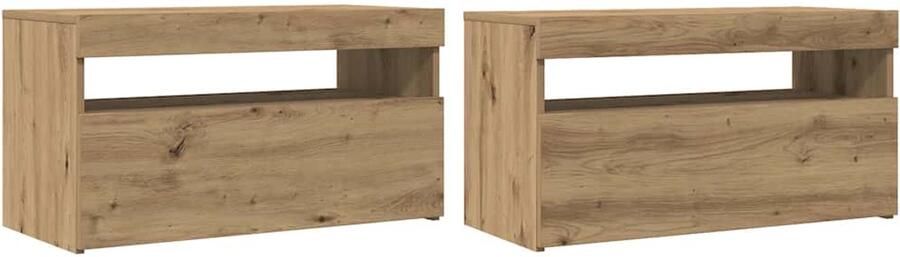 VidaXL Tv-meubel met LED 75x35x40 cm bewerkt hout artisanaal eiken