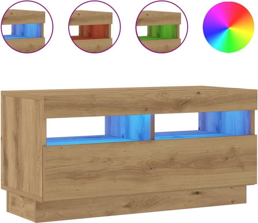 VidaXL Tv-meubel met LED 80x35x40 cm bewerkt hout artisanaal eiken