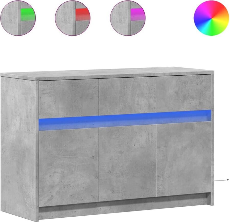 VidaXL Tv-meubel met LED 91x34x61 cm bewerkt hout betongrijs