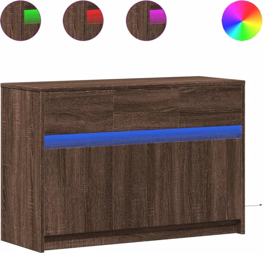 VidaXL Tv-meubel met LED 91x34x61 cm bewerkt hout bruin eikenkleurig