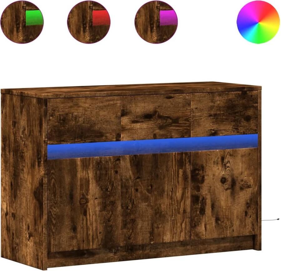 VidaXL Tv-meubel met LED 91x34x61 cm bewerkt hout gerookt eikenkleur