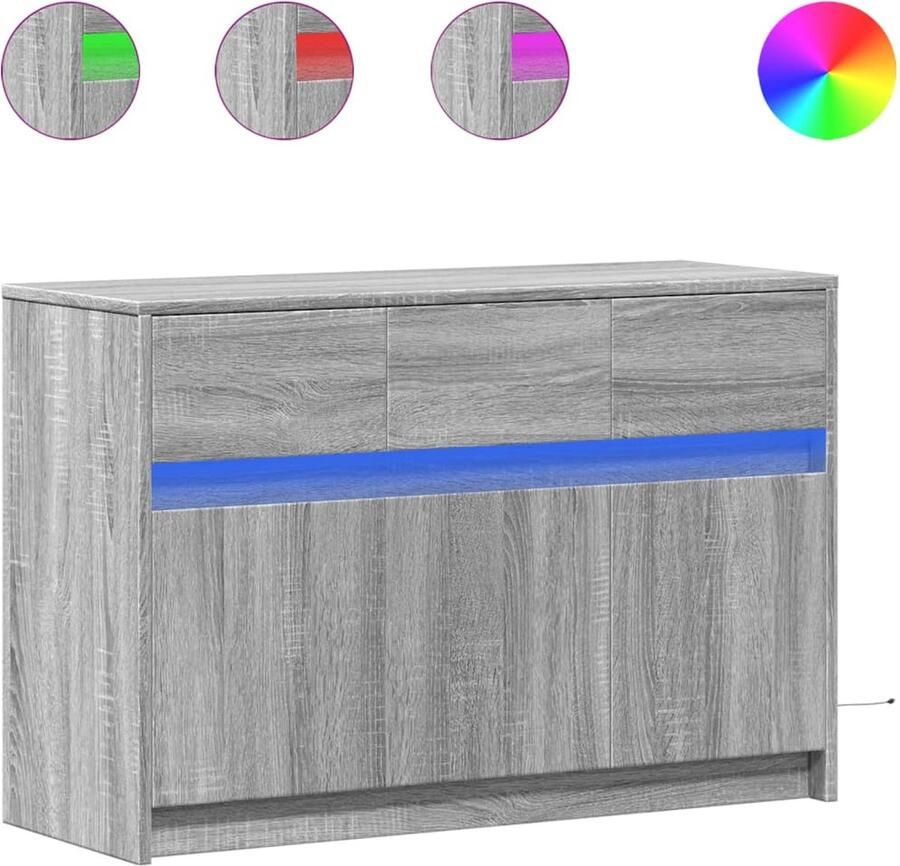VidaXL Tv-meubel met LED 91x34x61 cm bewerkt hout grijs sonoma eiken