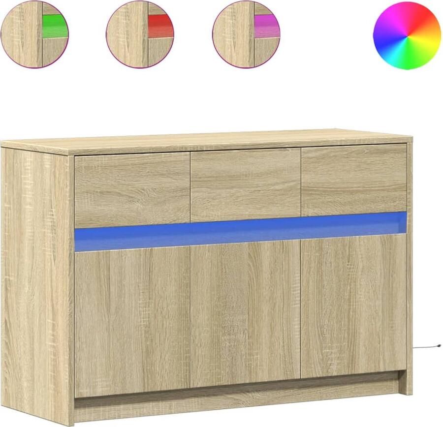 VidaXL Tv-meubel met LED 91x34x61 cm bewerkt hout sonoma eikenkleurig