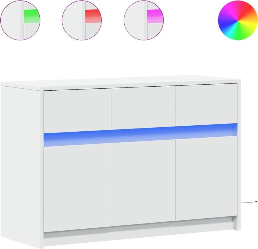 VidaXL Tv-meubel met LED 91x34x61 cm bewerkt hout wit