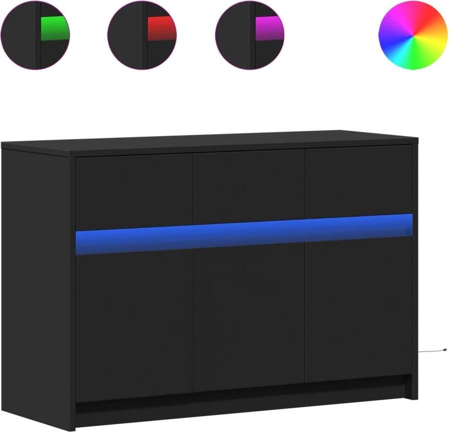 VidaXL Tv-meubel met LED 91x34x61 cm bewerkt hout zwart