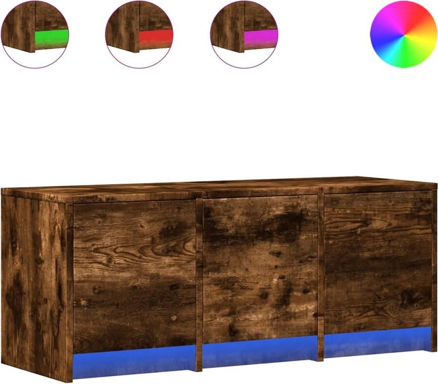 VidaXL Tv-meubel met LED 97x34x40 cm bewerkt hout gerookt eikenkleur
