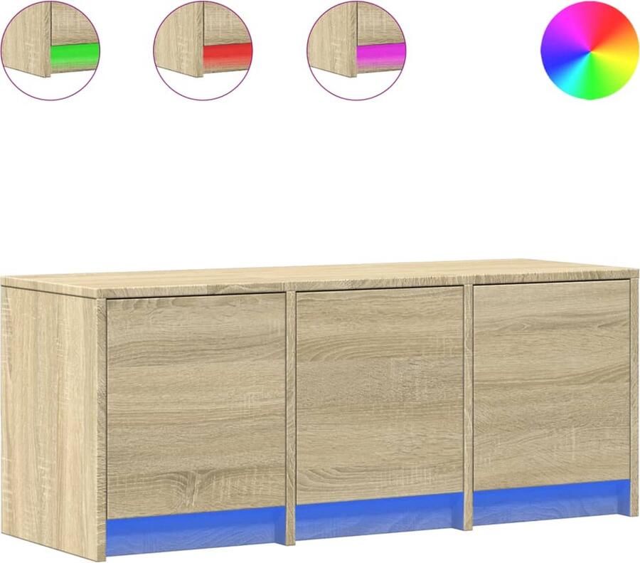 VidaXL Tv-meubel met LED 97x34x40 cm bewerkt hout sonoma eikenkleurig