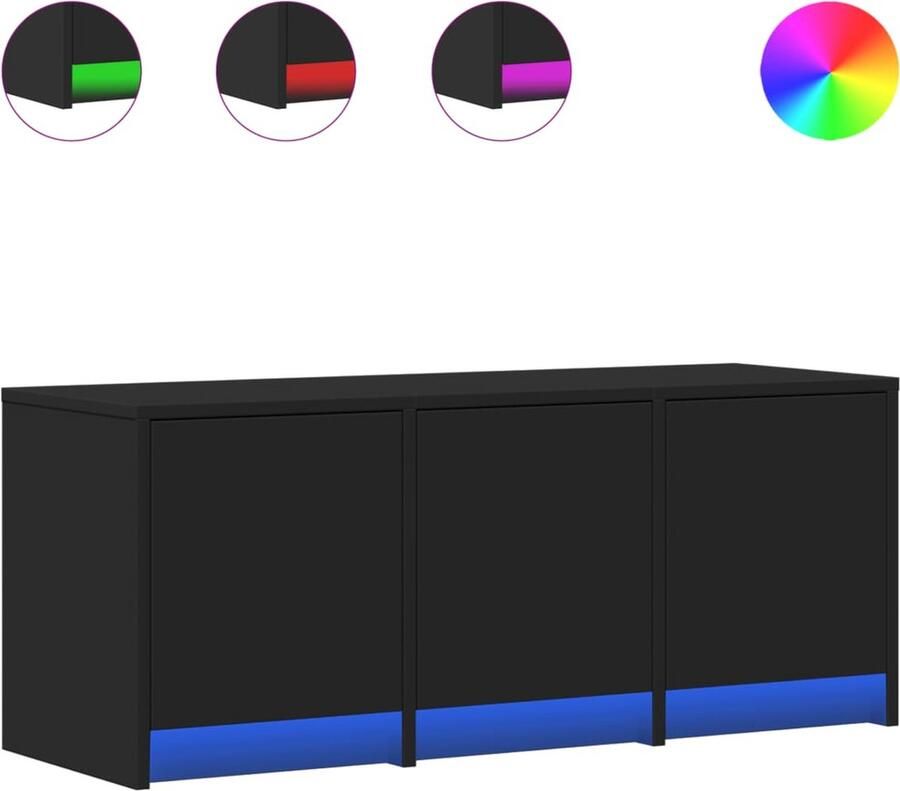 VidaXL Tv-meubel met LED 97x34x40 cm bewerkt hout zwart