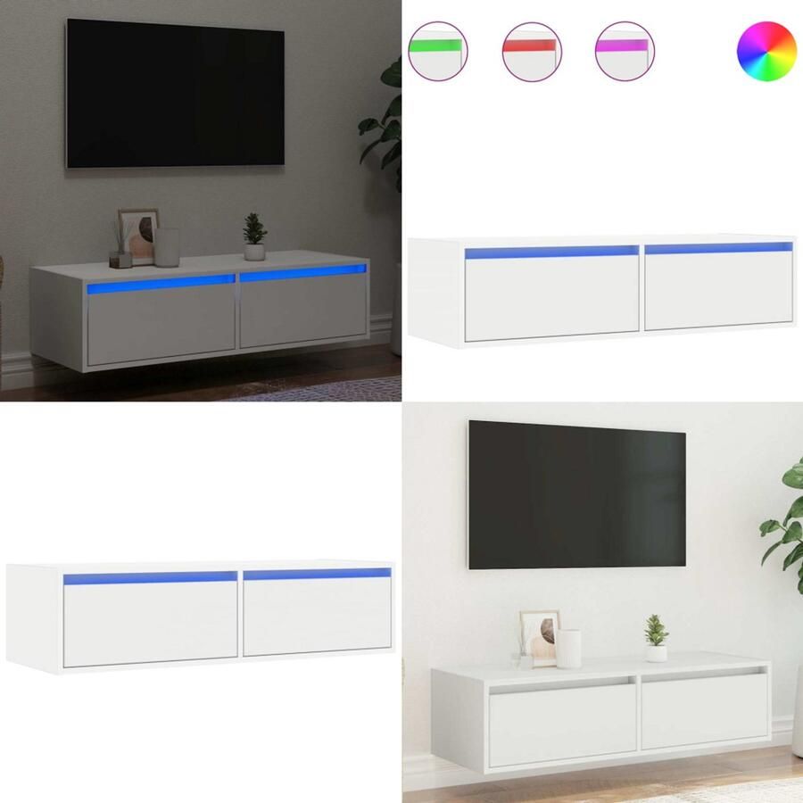 VidaXL Tv-meubel met LED-verlichting 100X35 5x25 cm wit Tv-meubel Tv-kasten -Tv-standaard Tv-dressoir