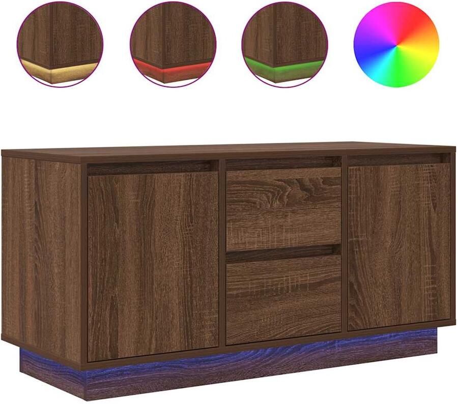 VidaXL Tv-meubel met LED-verlichting 100x41x50 cm bruin eikenkleur