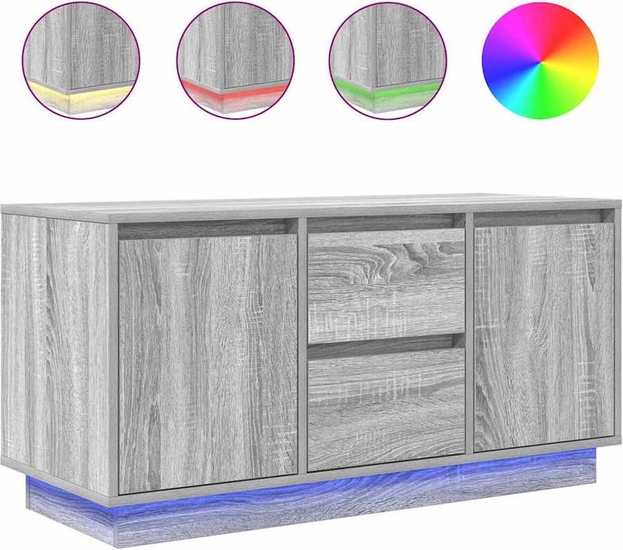 VidaXL Tv-meubel met LED-verlichting 100x41x50 cm grijs sonoma eiken