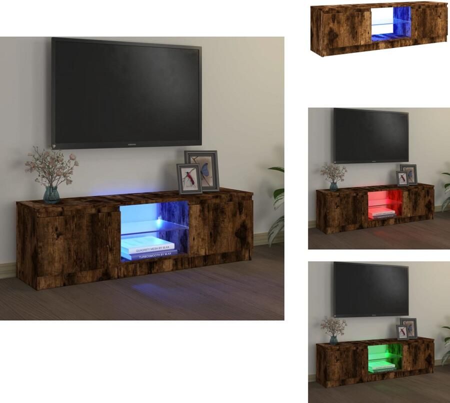VidaXL Tv-kast Tv-kasten Tv-meubel Met LED-verlichting Tv-meubel met LED-verlichting 120x30x35 5 cm gerookt eikenkleur - Foto 2