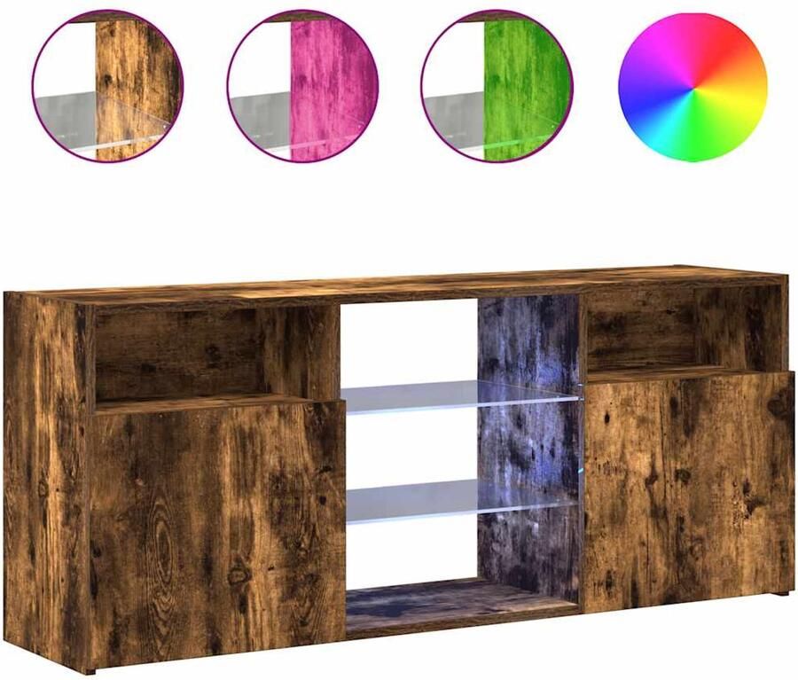 VidaXL -Tv-meubel-met-LED-verlichting-120x30x50-cm-gerookt-eikenkleurig - Foto 2