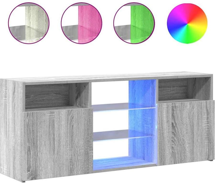 The Living Store Tv-meubel met LED-verlichting 120x30x50 cm grijs sonoma eiken Tv-meubel Salontafel Led Verlichting Grijze Tv Kast Houten Tv Stand - Foto 3
