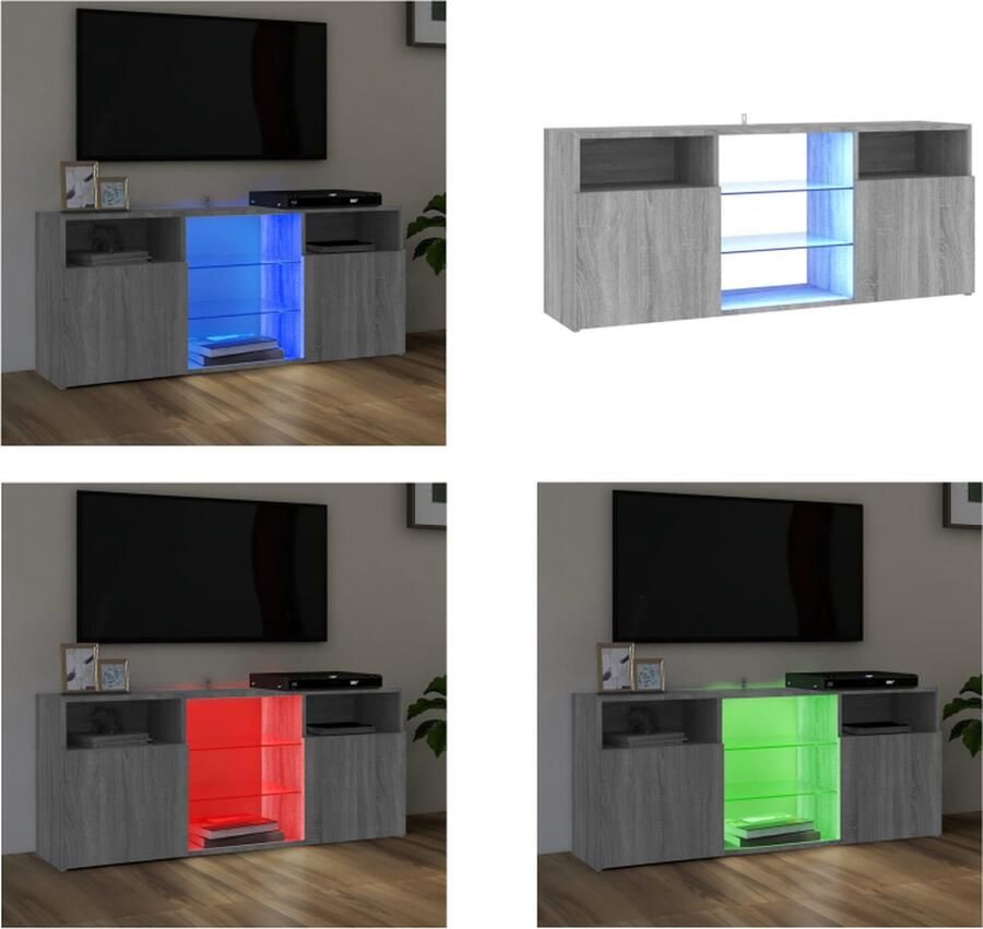 VidaXL -Tv-meubel-met-LED-verlichting-120x30x50-cm-grijs-sonoma-eiken - Foto 4