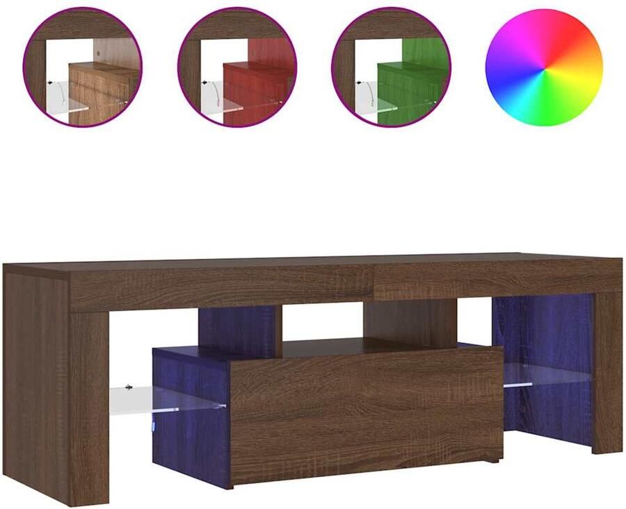 VidaXL -Tv-meubel-met-LED-verlichting-120x35x40-cm-bruineikenkleurig - Foto 6