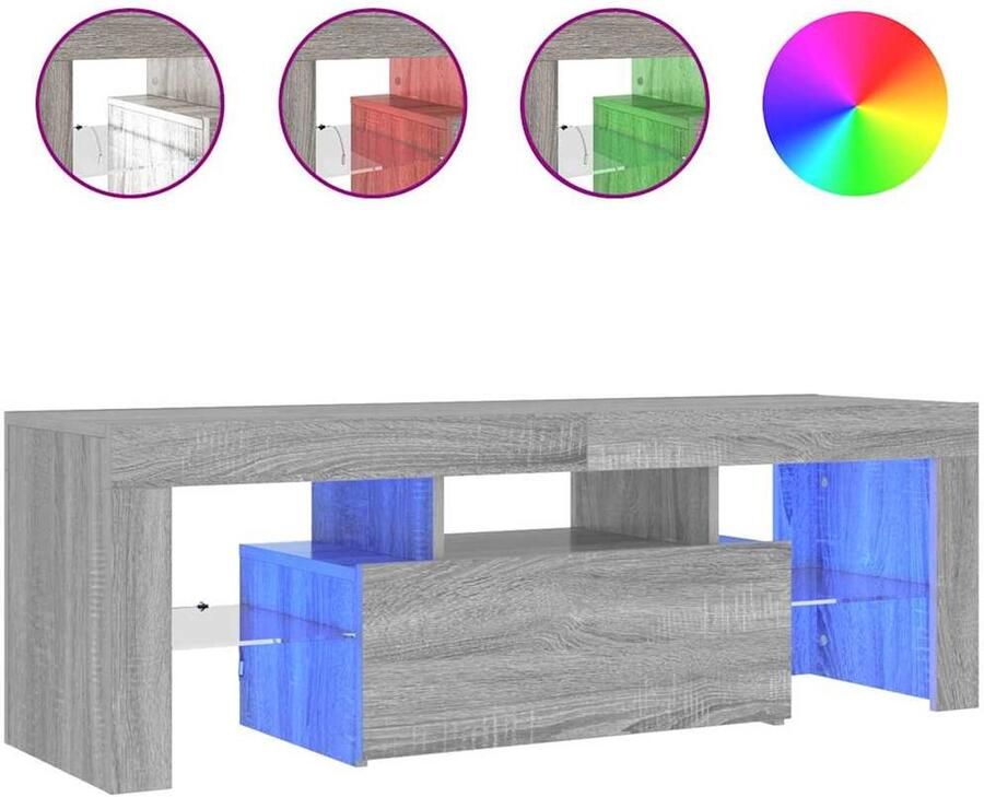 VidaXL -Tv-meubel-met-LED-verlichting-120x35x40-cm-grijs-sonoma-eiken - Foto 3
