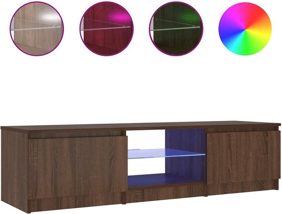 VidaXL -Tv-meubel-met-LED-verlichting-140x40x35 5-cm-bruineikenkleurig - Foto 5