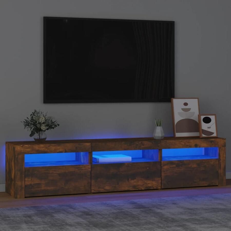 VidaXL Tv-meubel met LED-verlichting 180x35x40 cm gerookt eikenkleurig Tv-kast Tv-kasten Tv-meubel Met LED-verlichting - Foto 2