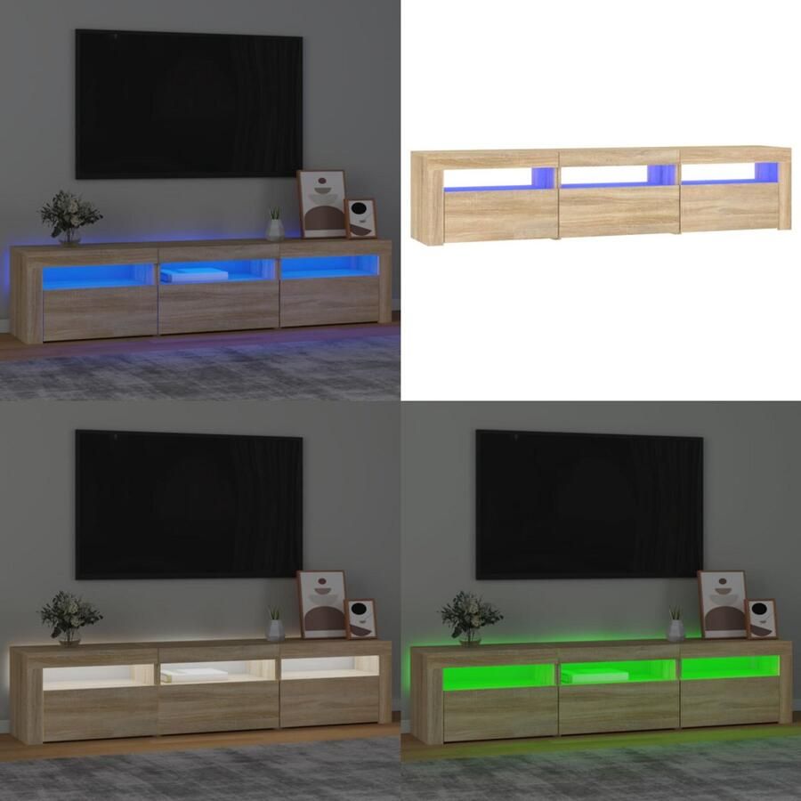 VidaXL Tv-meubel met LED-verlichting 180x35x40 cm sonoma eikenkleurig Tv-kast Tv-kasten Tv-meubel Met LED-verlichting