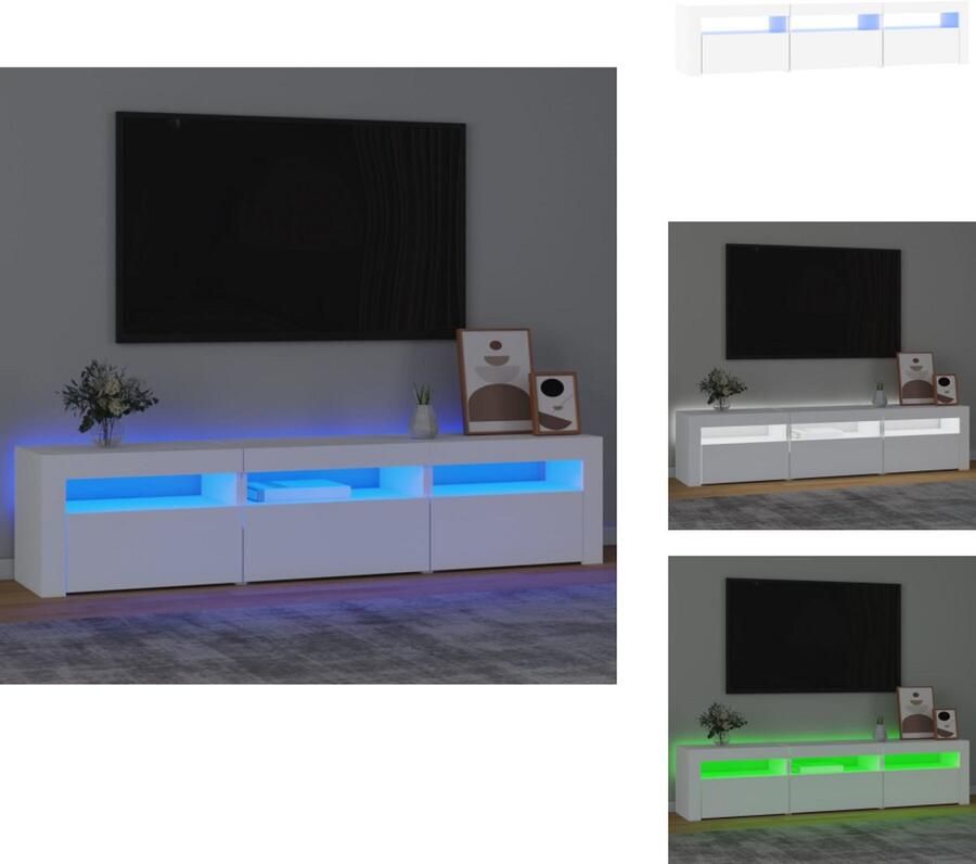 VidaXL -Tv-meubel-met-LED-verlichting-180x35x40-cm-wit - Foto 5
