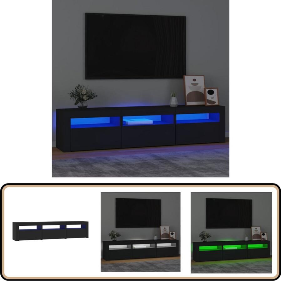 VidaXL -Tv-meubel-met-LED-verlichting-180x35x40-cm-zwart - Foto 3