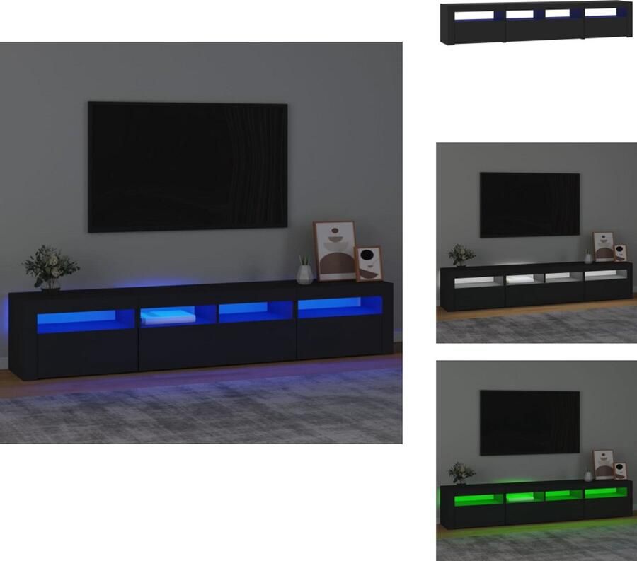 VidaXL -Tv-meubel-met-LED-verlichting-210x35x40-cm-zwart - Foto 4