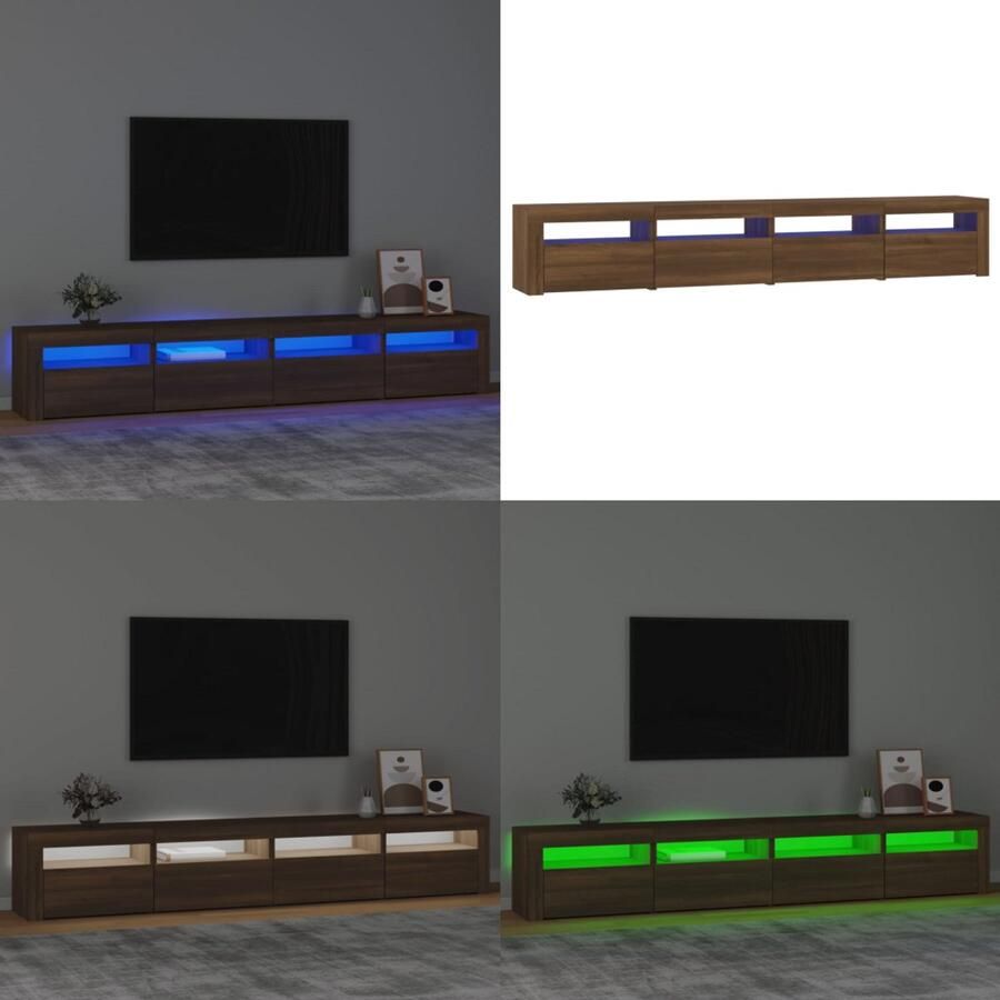VidaXL Tv-meubel met LED-verlichting 240x35x40 cm bruin eikenkleur Tv-kast Tv-kasten Tv-meubel Met LED-verlichting