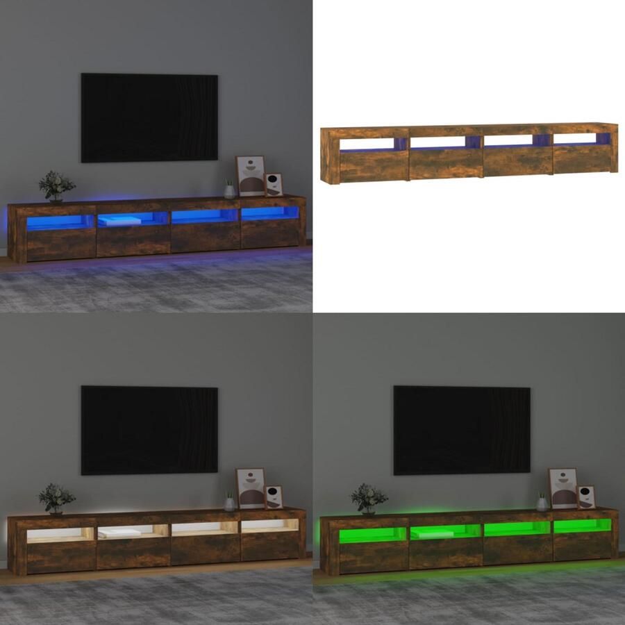 VidaXL Tv-meubel met LED-verlichting 240x35x40 cm gerookt eikenkleurig Tv-kast Tv-kasten Tv-meubel Met LED-verlichting
