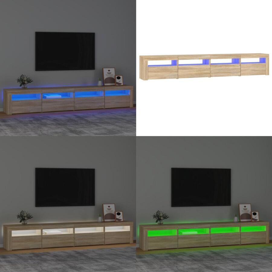 VidaXL Tv-meubel met LED-verlichting 240x35x40 cm sonoma eikenkleurig Tv-kast Tv-kasten Tv-meubel Met LED-verlichting