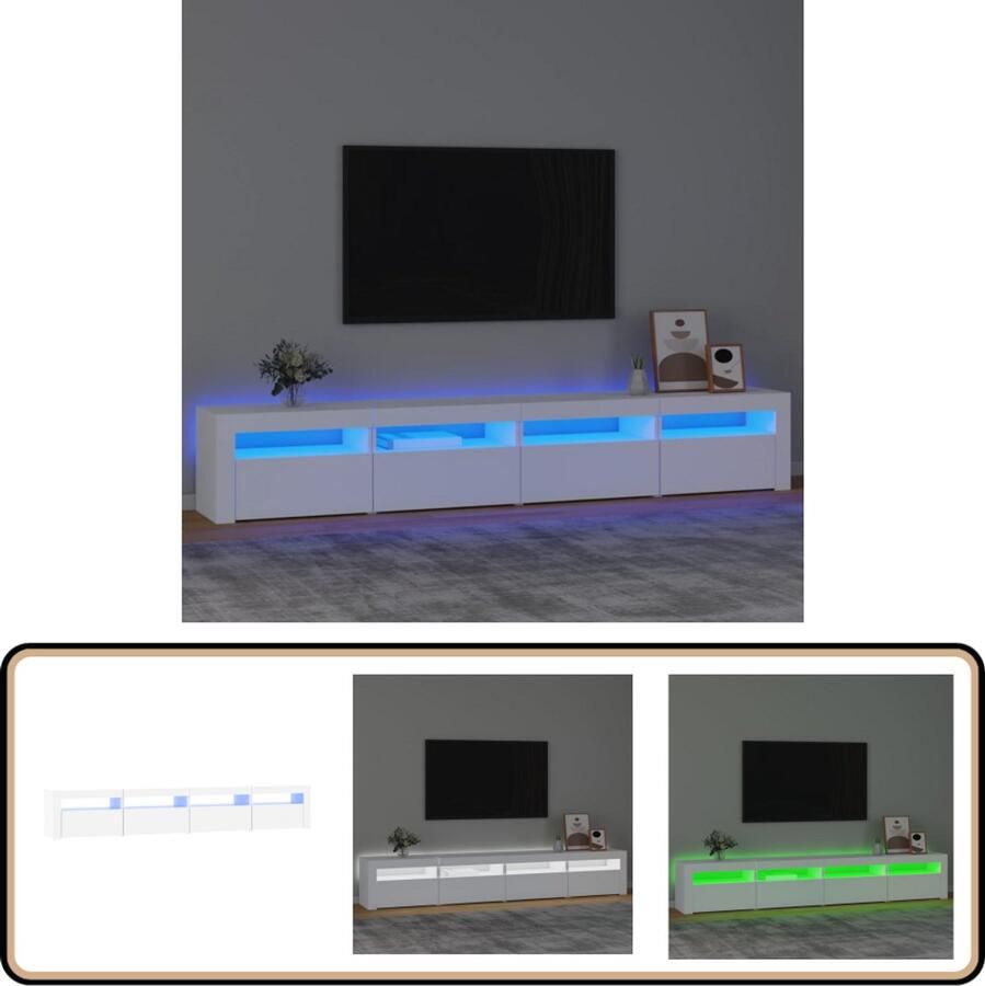 VidaXL -Tv-meubel-met-LED-verlichting-240x35x40-cm-wit - Foto 3