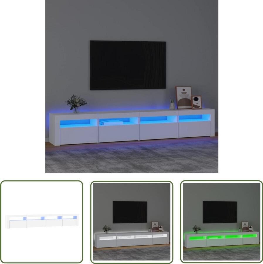 VidaXL -Tv-meubel-met-LED-verlichting-240x35x40-cm-wit - Foto 4