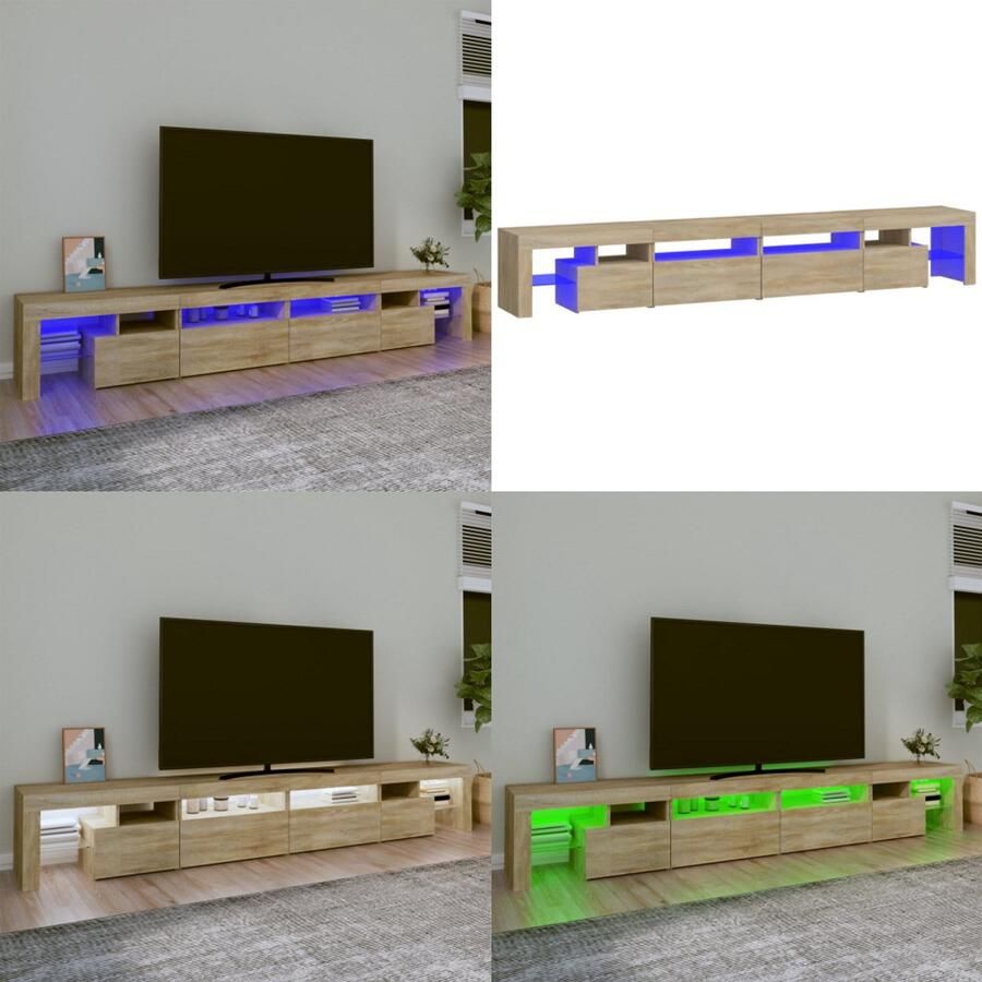 VidaXL Tv-meubel met LED-verlichting 260x36 5x40cm sonoma eikenkleurig Tv-kast Tv-kasten Tv-meubel Met LED-verlichting