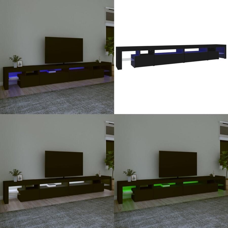 VidaXL Tv-meubel met LED-verlichting 290x36 5x40 cm zwart Tv-kast Tv-kasten Tv-meubel Met LED-verlichting