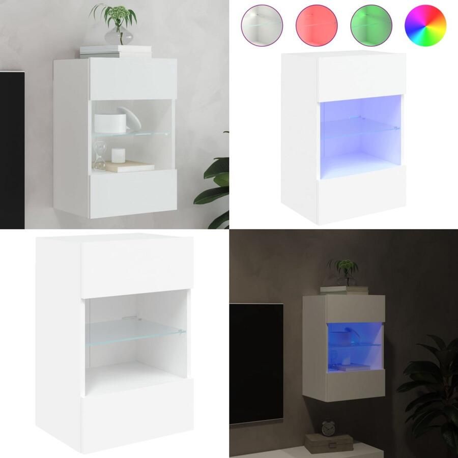 VidaXL Tv-meubel met LED-verlichting 40x30x60 5 cm wit Tv-wandmeubel Tv-wandmeubelen Wandkast Tv-meubel