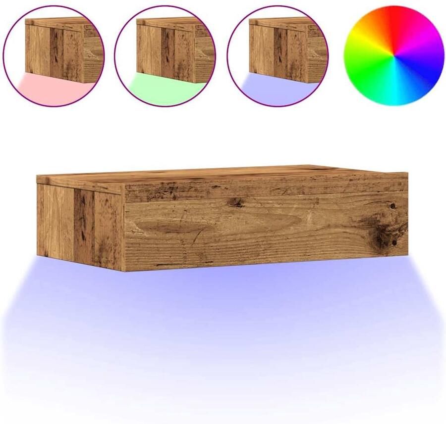 VidaXL Tv-meubel met LED-verlichting 60x35x15 5 cm oud houtkleurig