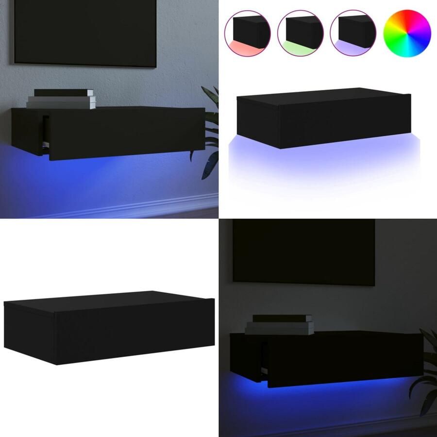 VidaXL Tv-meubel met LED-verlichting 60x35x15 5 cm zwart Tv-meubel Tv-meubelen Tv Kast Opbergkast