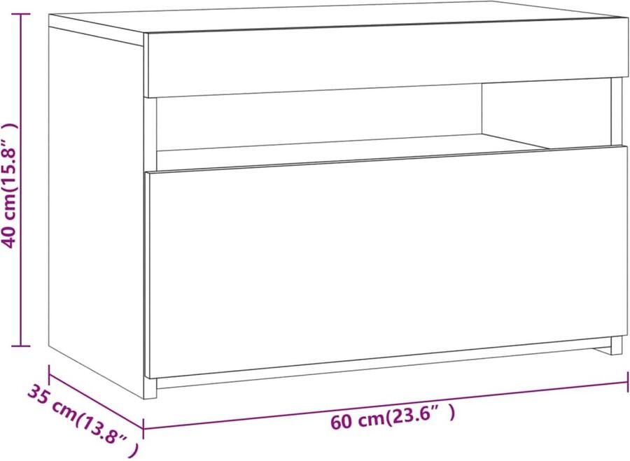 VidaXL -Tv-meubel-met-LED-verlichting-60x35x40-cm-grijs-sonoma-eiken - Foto 4