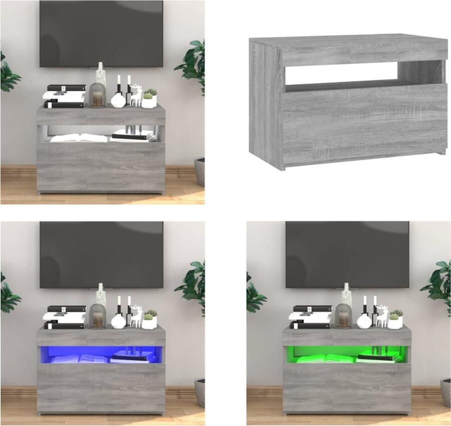 VidaXL -Tv-meubel-met-LED-verlichting-60x35x40-cm-grijs-sonoma-eiken - Foto 3