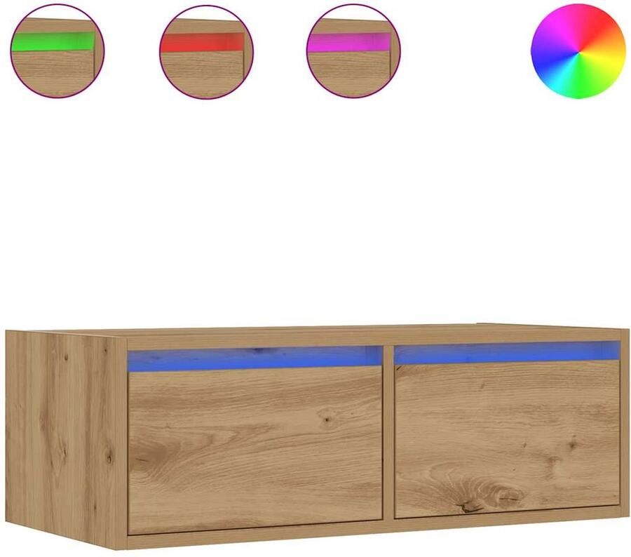 VidaXL Tv-meubel met LED-verlichting 75x35 5x25 cm artisanaal eiken